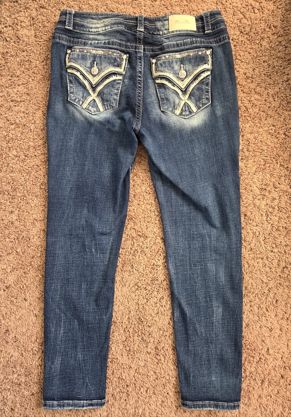 Miss Me Blue Skinny Jeans with Embroidered Back Pockets
